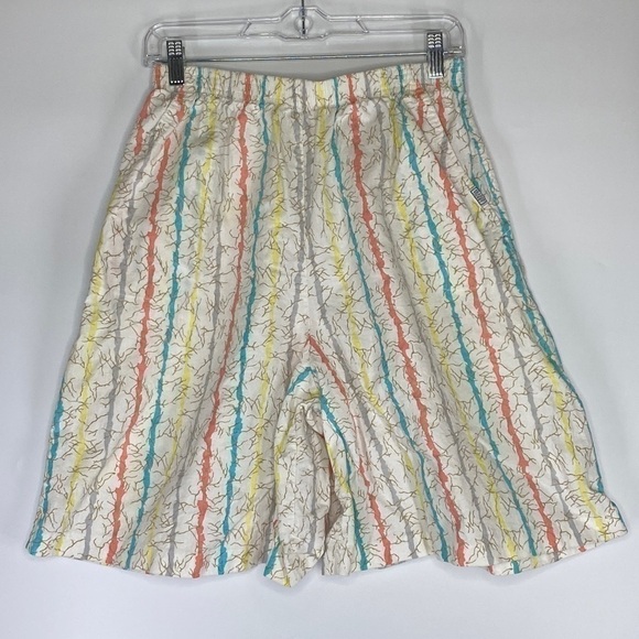 Vintage The Season Ticket Retro Stretch Striped Abstract Shorts Waist 27"-36" - Picture 1 of 7